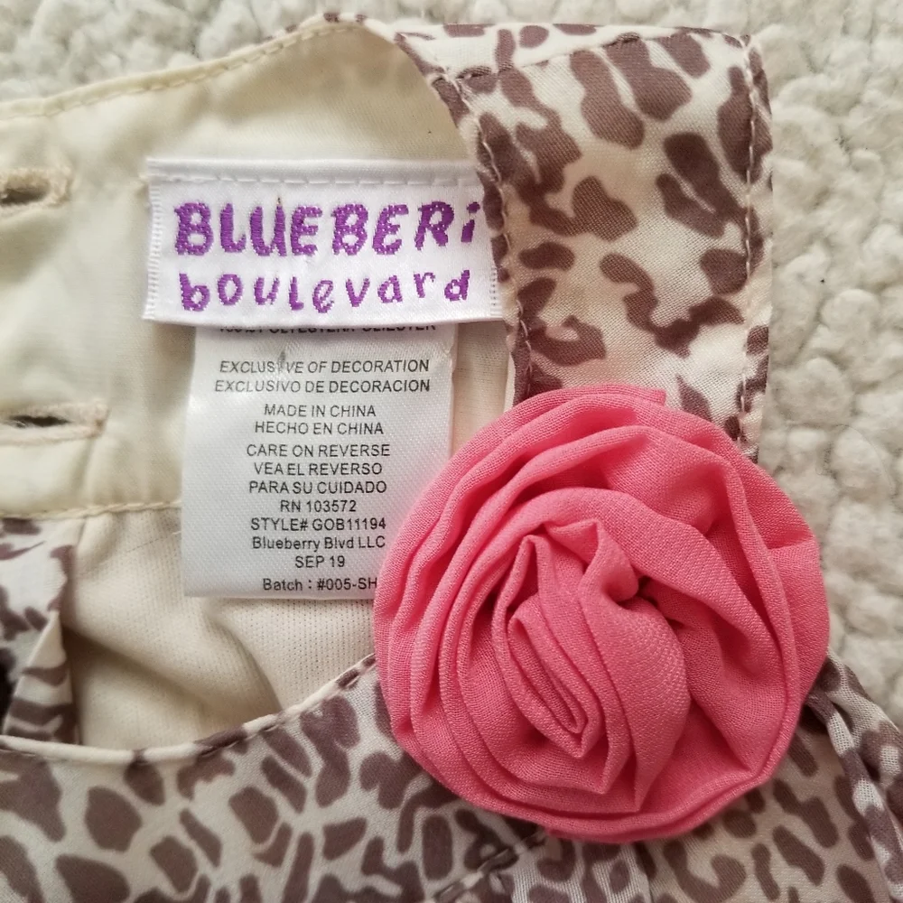 Blueberi Boulevard Baby Leopard Floral Bubble Romper 0-3M NWOT